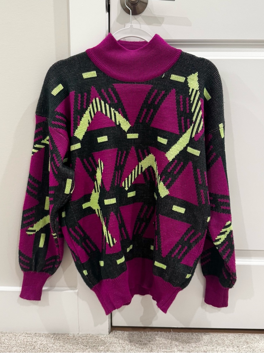 Vintage • 1980s Memphis New Wave Southwestern Geometric Mock Neck Sweater